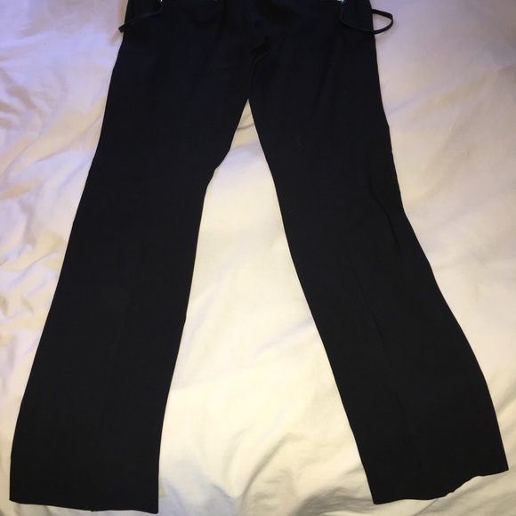 Straight leg black trouser with leather details - Picture 6 of 8